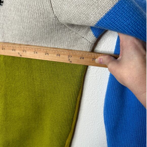 The Elder Statesman Tan Blue Green Block & Spiral Cashmere Cardigan L - Picture 14 of 15